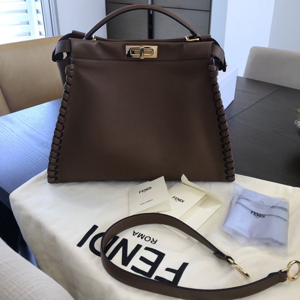 FENDI Peekaboo Large Whipstitch Cognac